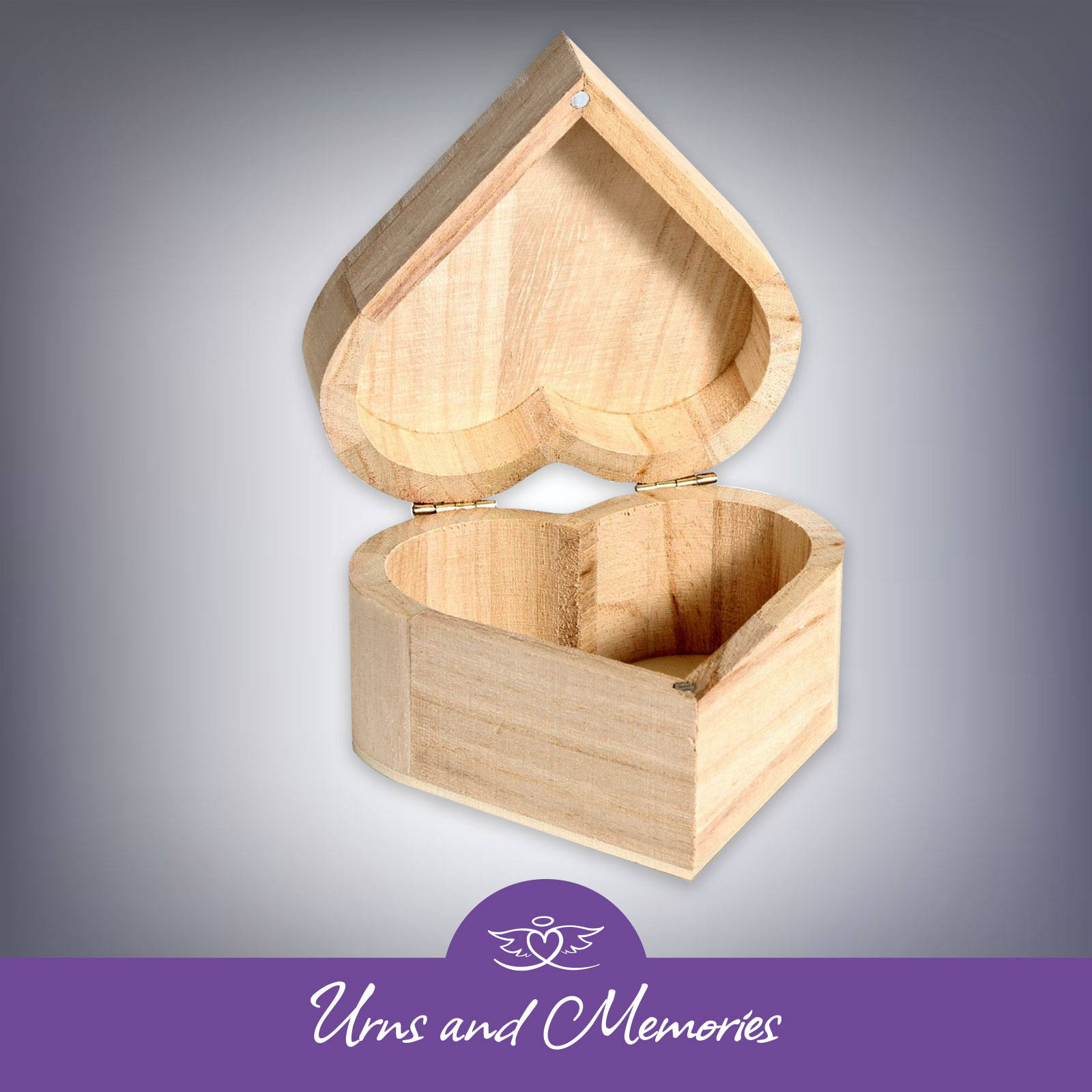 11cm Plain Wooden Heart Keepsake Box or Box For Ashes - Urns and Memories
